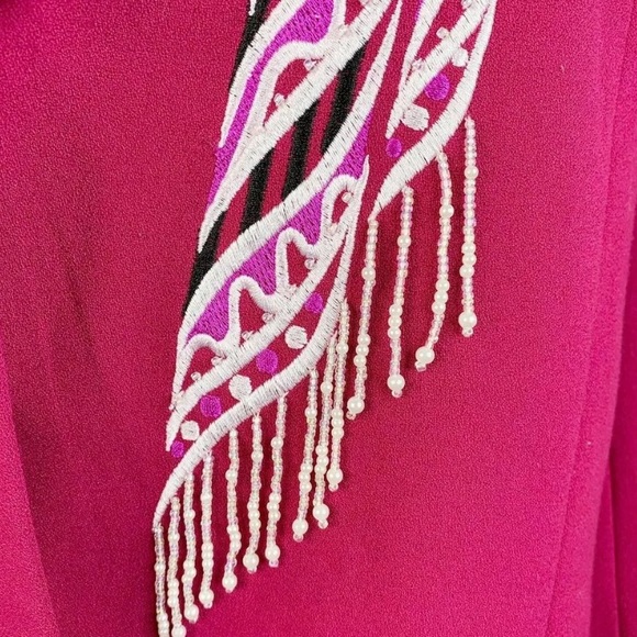 Bob Mackie Magenta Pink Wearable Art  Appliqué Blazer Jacket - Picture 9 of 12